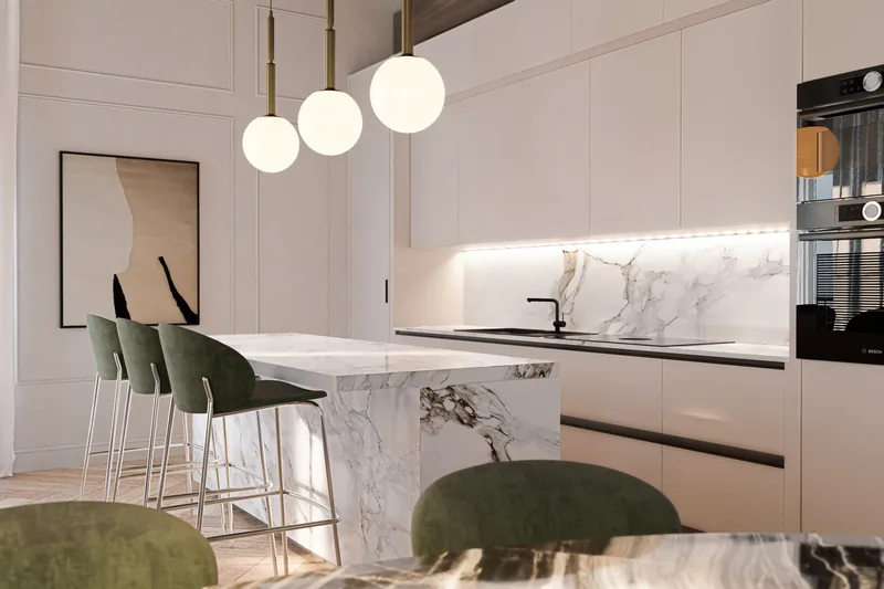 Appartamento privato: la cucina e le sospensioni in ottone