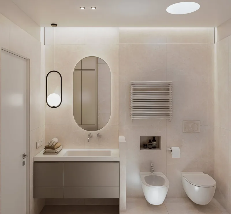Appartamento privato: bagno con specchio ovale