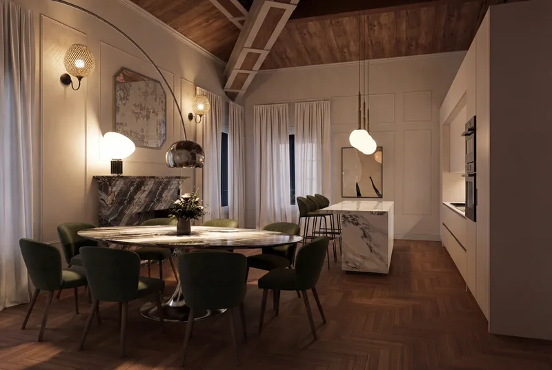 Appartamento privato: la zona pranzo di sera