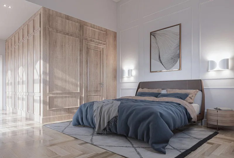 Camera con armadiatura in legno