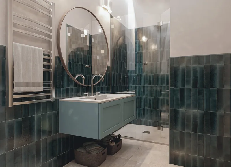 Bagno in ceramica verde