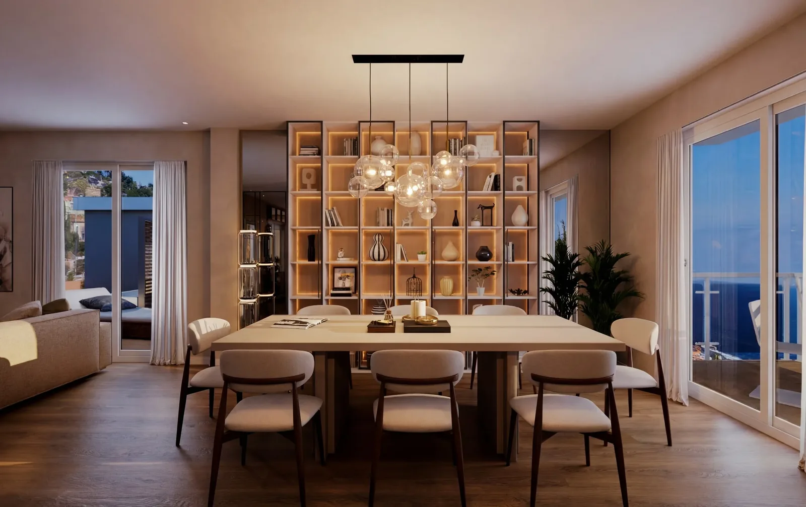 Attico a Sanremo: render della zona pranzo