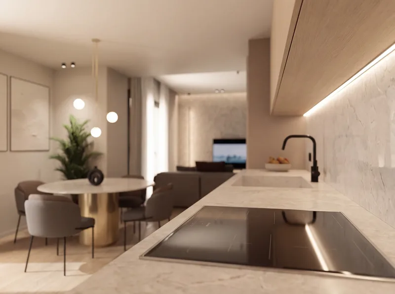 Sviluppo immobiliare, Baronissi (SA): dal piano cottura verso il living