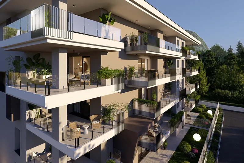 Sviluppo immobiliare, Baronissi (SA): giardini privati dall'alto
