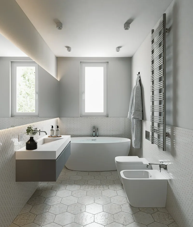 Nuova costruzione, Brindisi: bagno con vasca freestanding