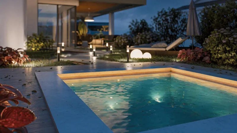 Nuova costruzione, Brindisi: piscina sul terrazzo, di sera