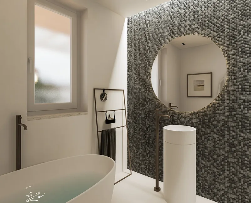 Nuova costruzione, Brindisi: bagno con vasca freestanding