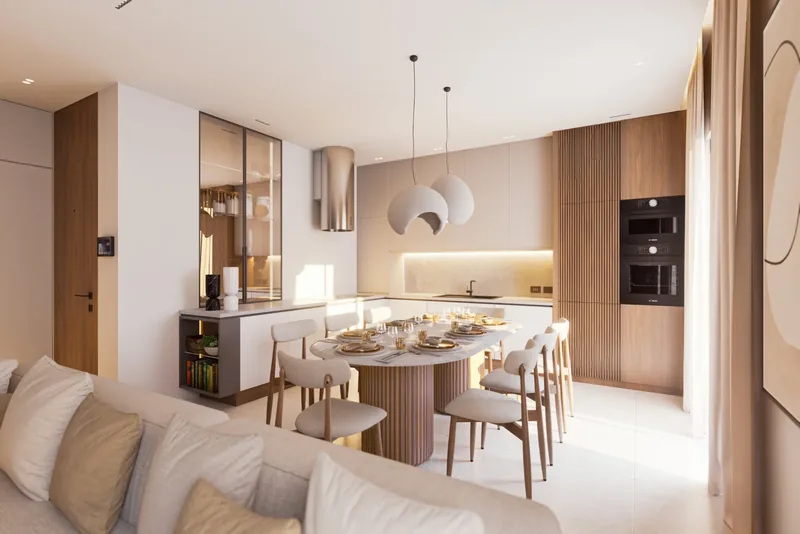 Configuratore d'interni, appartamento dimostrativo: cucina e pranzo