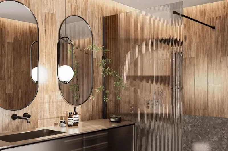 Manzoni28, Battipaglia (SA): bagno in legno e pietra