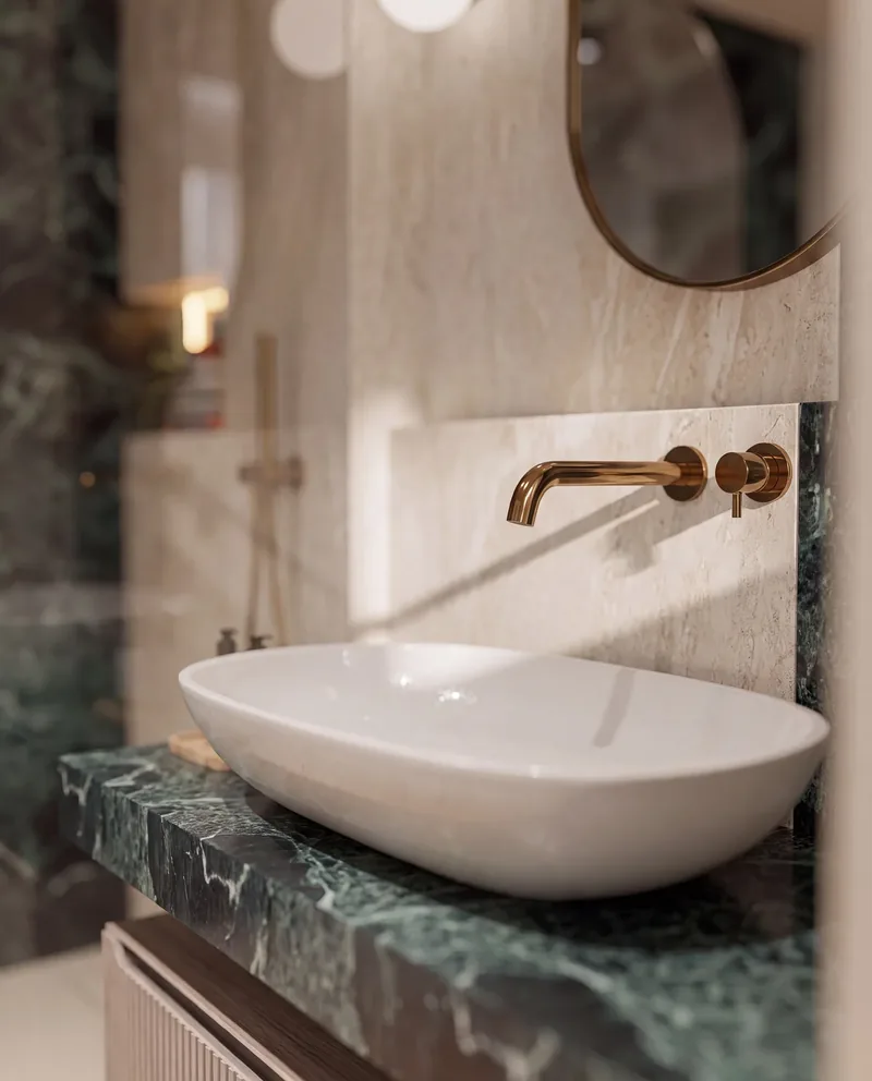 Cliente privato: lavabo in marmo verde
