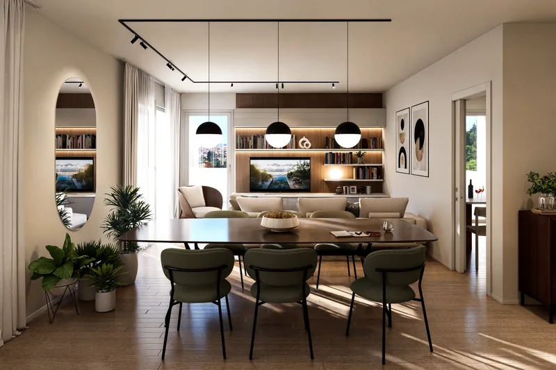 Sviluppo residenziale, Bologna: pranzo e libreria retroilluminata