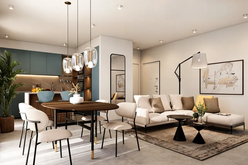 Sviluppo residenziale, Bologna: living e zona pranzo