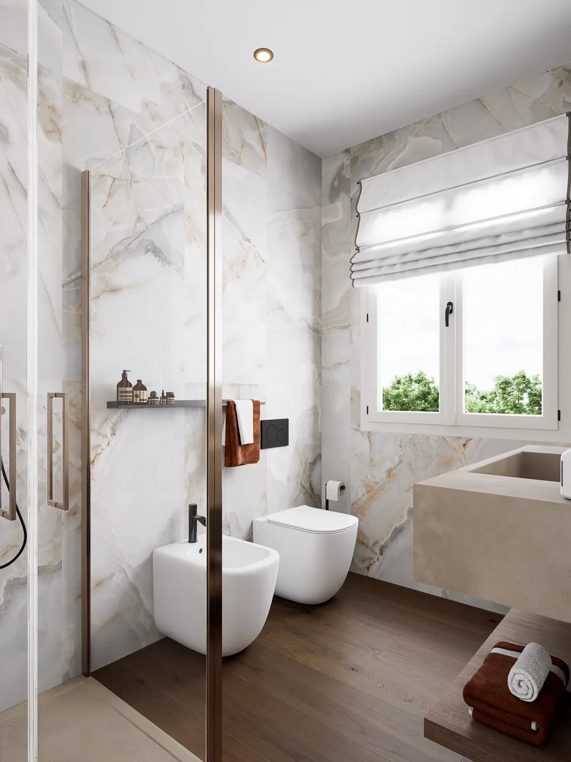 Villa privata, Lazio: bagno in onice