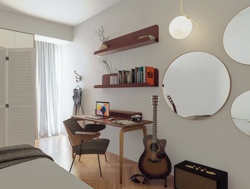 Sviluppo residenziale, Padova: camera con scrittoio