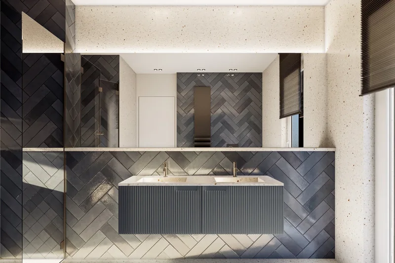 Sviluppo residenziale, Padova: bagno a spina di pesce