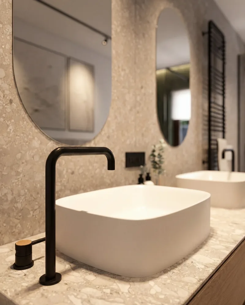 Villa unifamiliare, Roma: dettaglio del lavabo