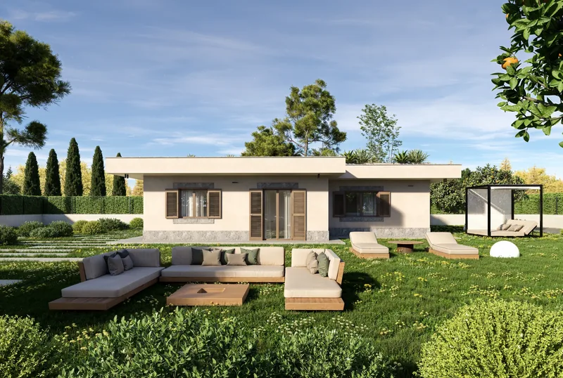 Villa unifamiliare, Roma: il salotto all'aperto