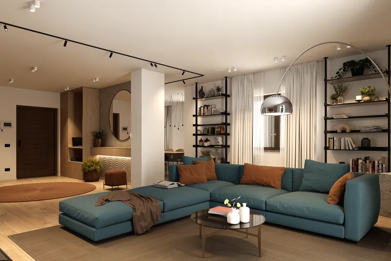 Villa unifamiliare, Roma: living con divano ottanio