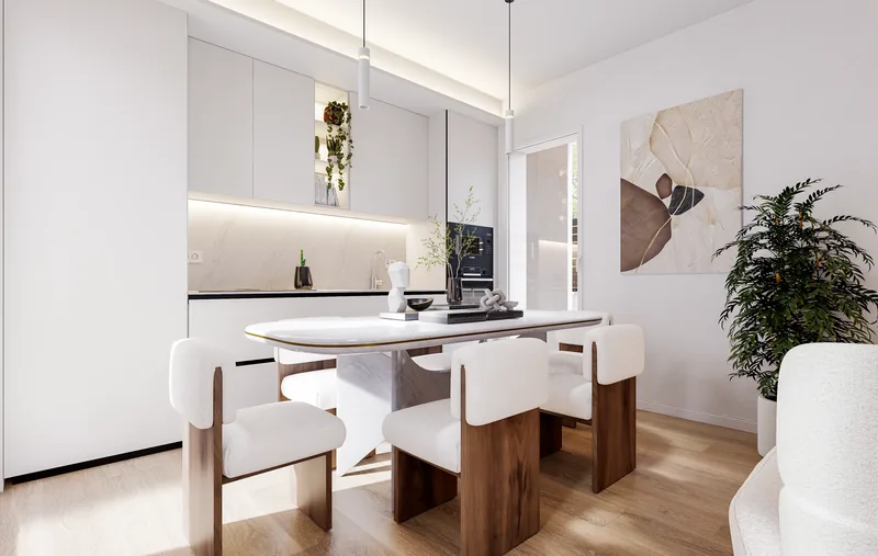 Villa privata, Roma: dalla zona pranzo verso la scala