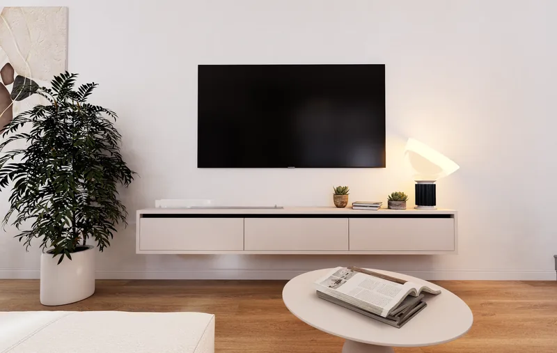 Villa privata, Roma: parete tv sospesa