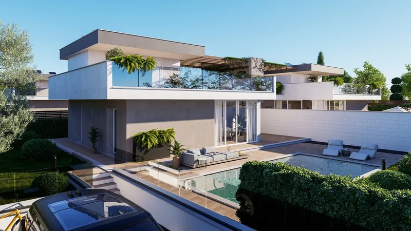 Villa privata, Roma: prospetto sul giardino