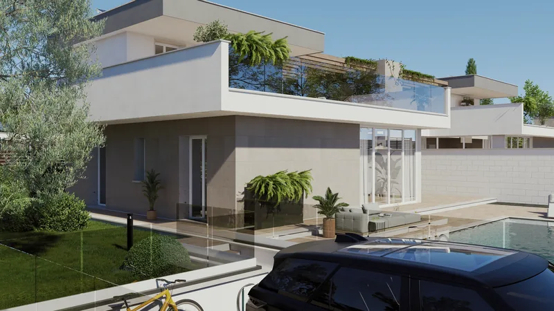 Villa privata, Roma: il fianco della villa e l'accesso