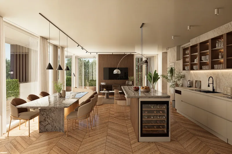 Ville a Schio, Schio (VI): cucina con isola in marmo