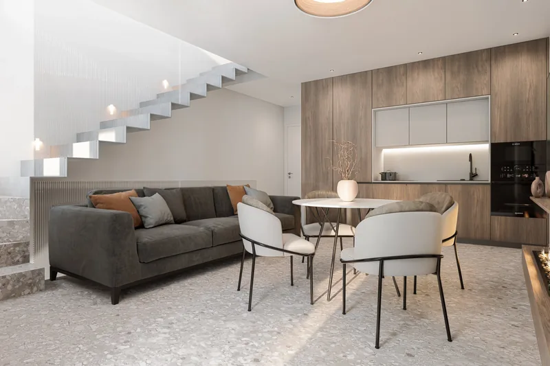 Residence del Sole, Roccasecca (FR): living e scala sospesa