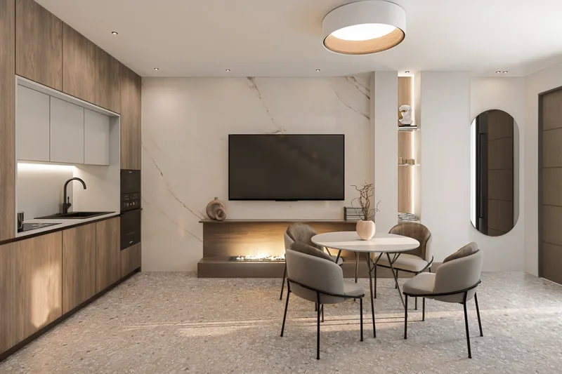 Residence del Sole, Roccasecca (FR): parete tv e camino