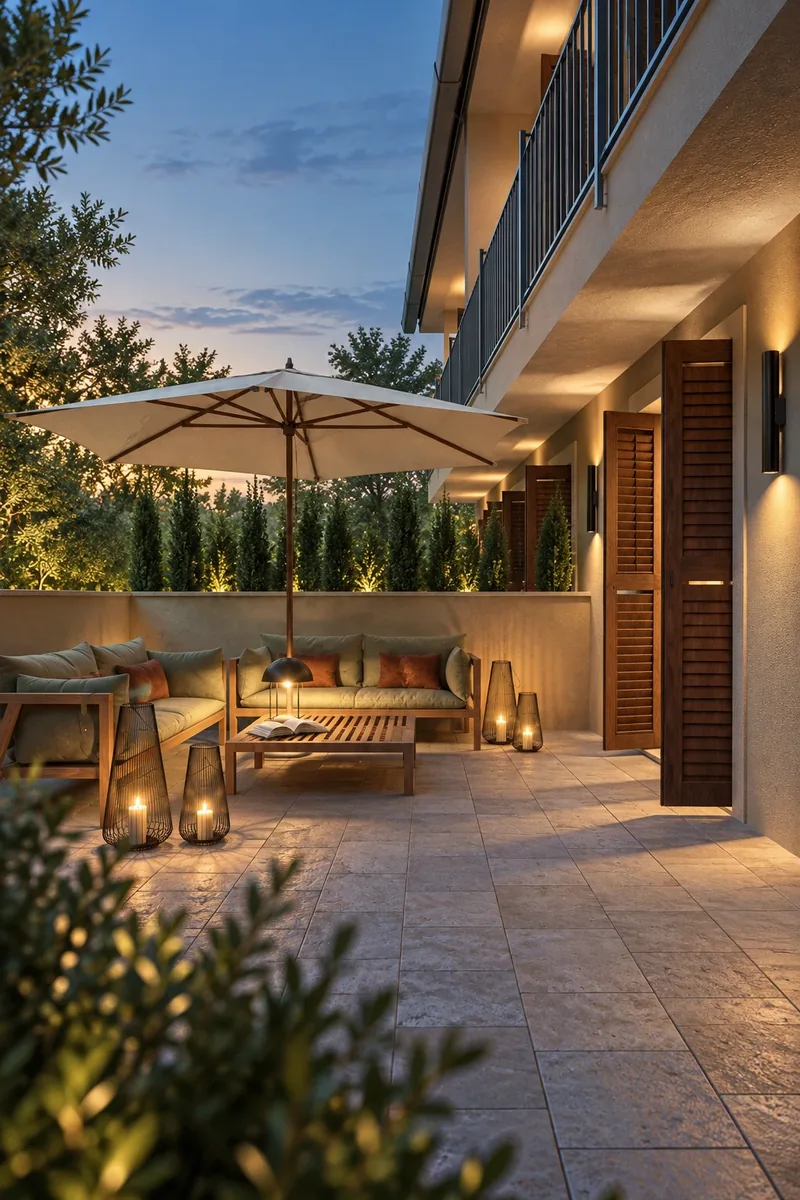 Residence del Sole, Roccasecca (FR): la terrazza nell'ora blu