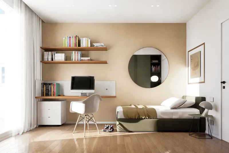 Sviluppo immobiliare, Roma: cameretta con scrivania