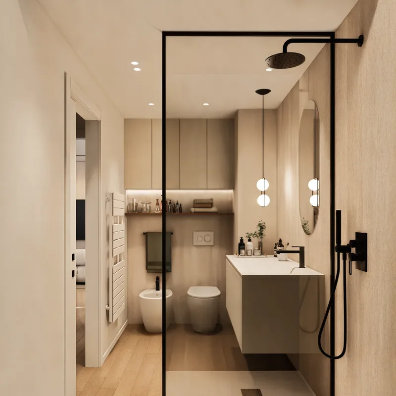 Sviluppo immobiliare, Roma: bagno con doccia walk-in