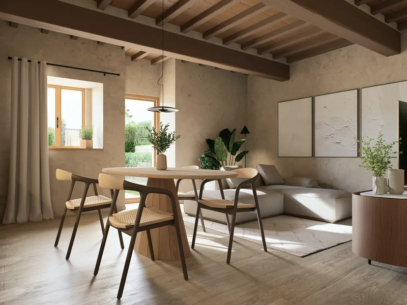 La Valle di Semifonte, Toscana: zona pranzo con tavolo tondo