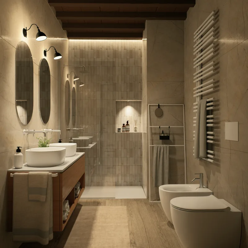 La Valle di Semifonte, Toscana: bagno con doppio lavabo
