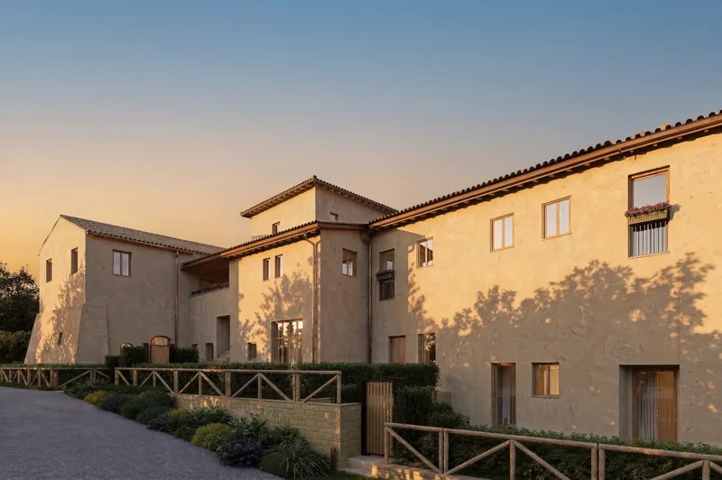 Render: il complesso dal viale