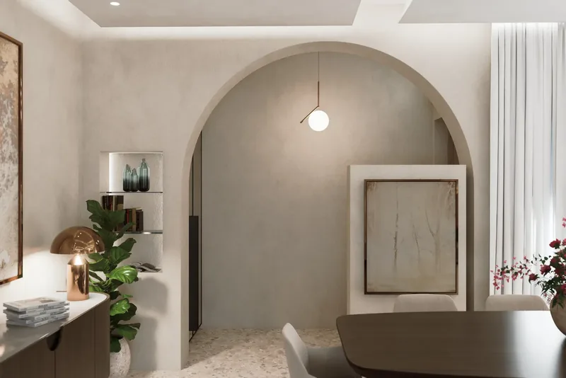 Villa Uopini Apartments, Toscana: camera con nicchia ad arco