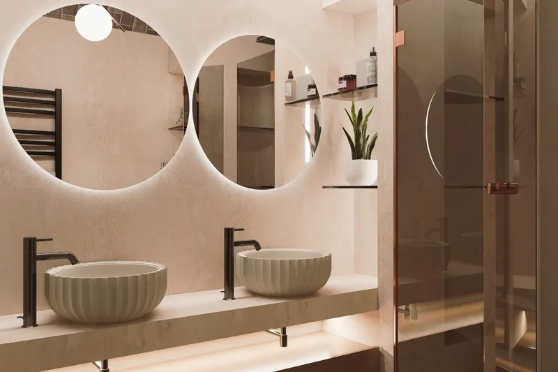 Villa Uopini Apartments, Toscana: bagno con doppio lavabo