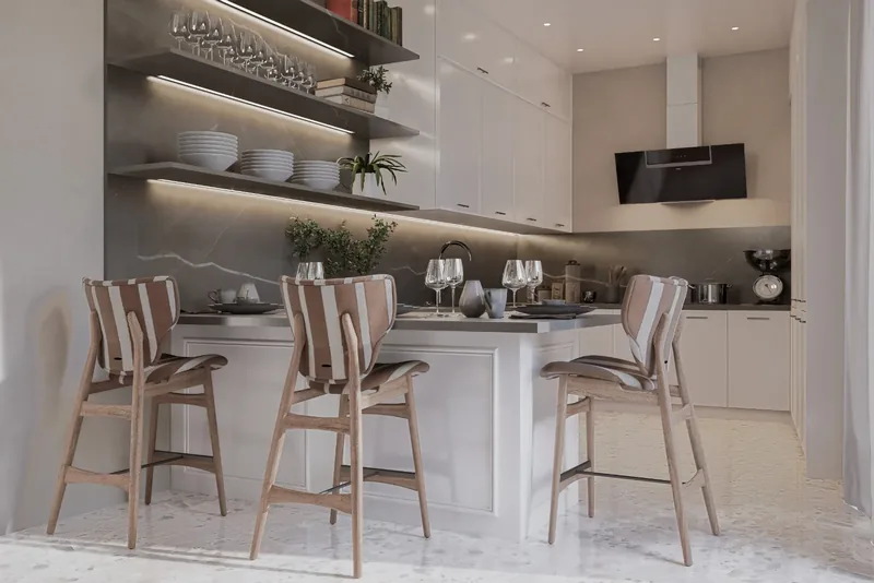 Villa Uopini Apartments, Toscana: cucina con penisola