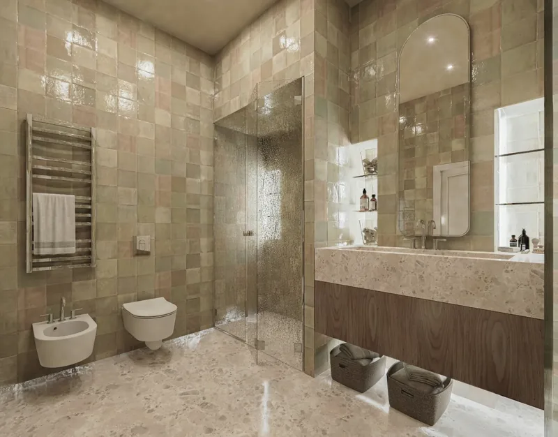 Villa Uopini Apartments, Toscana: bagno in mosaico