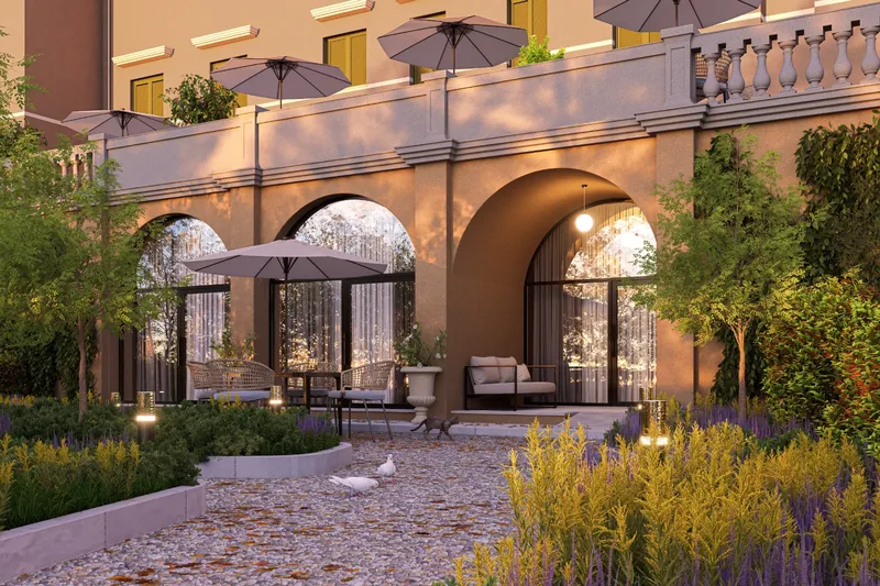 Villa Uopini Apartments, Toscana: la corte al tramonto